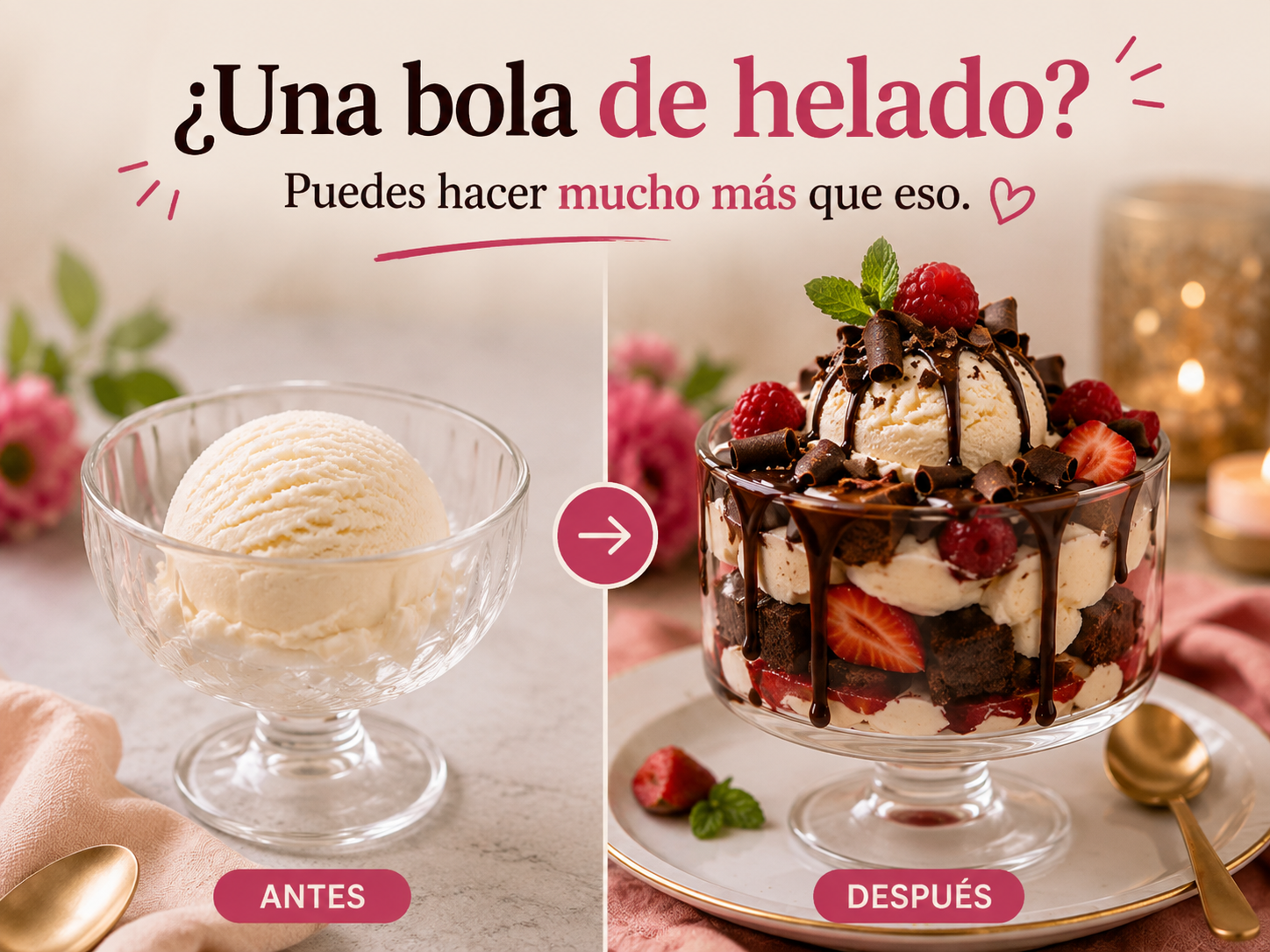 Del pote de helado a un postre elaborado